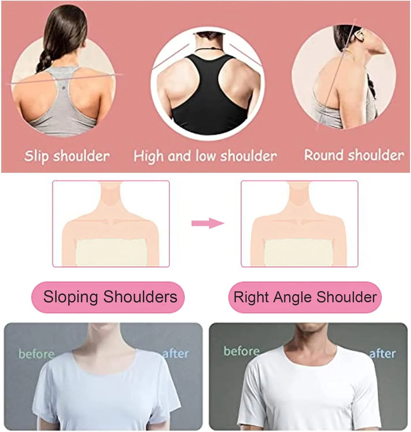 2 in 1 Built-in Hide Shoulder Pad Shirts for Women Undershirts Body Shaper Tank Top Vest Short Sleeves (M,Beige)