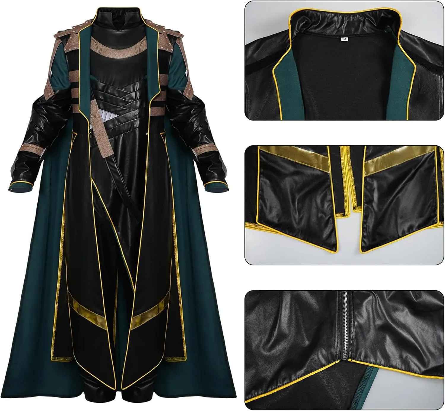 Adult Loki Cosplay Deluxe Battle Uniform Full Set Loki Green Cloak Coat Pants Halloween Outfits