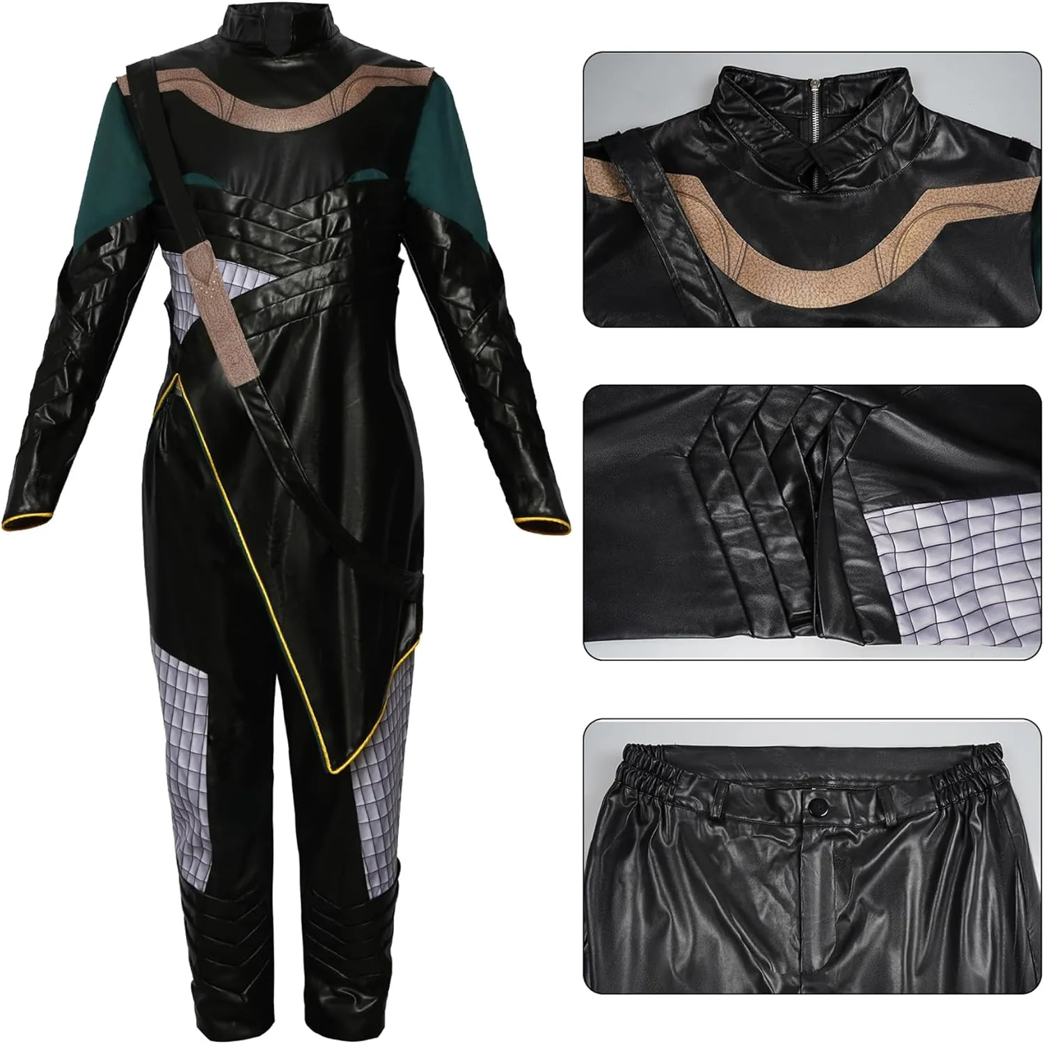 Adult Loki Cosplay Deluxe Battle Uniform Full Set Loki Green Cloak Coat Pants Halloween Outfits