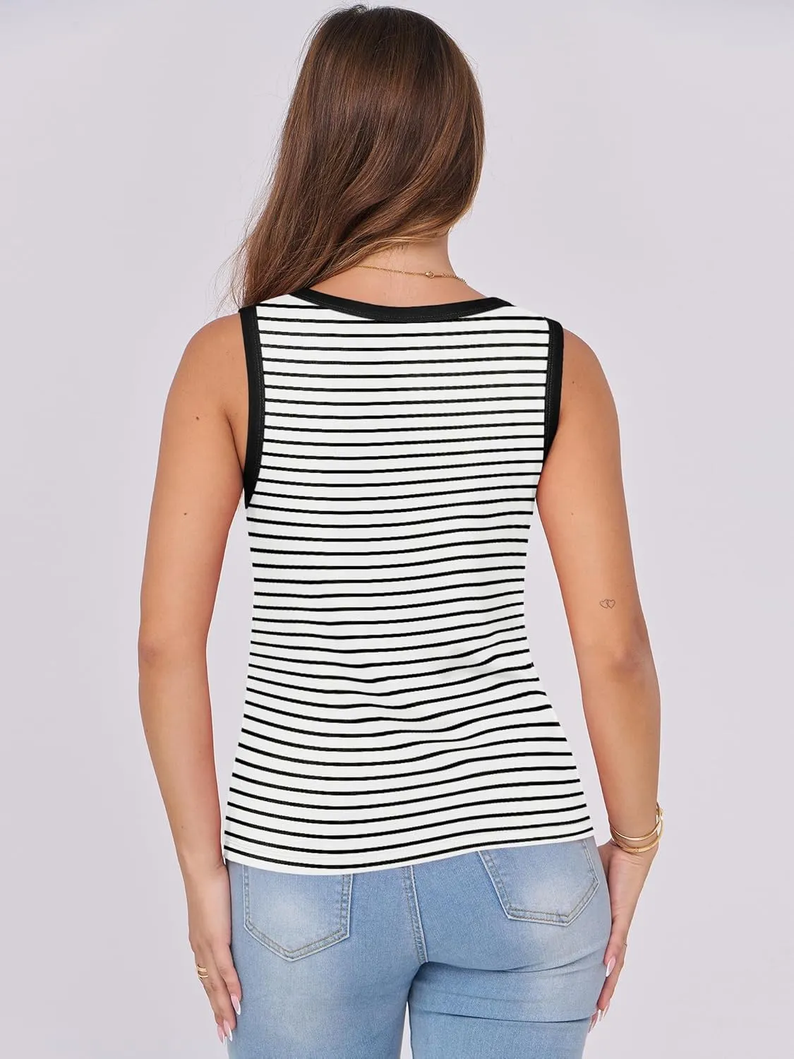 ANRABESS Tank Tops for Women 2025 Summer Casual Crew Neck Color Block Basic Sleeveless T Shirt Fashion Teen Girls Outfits