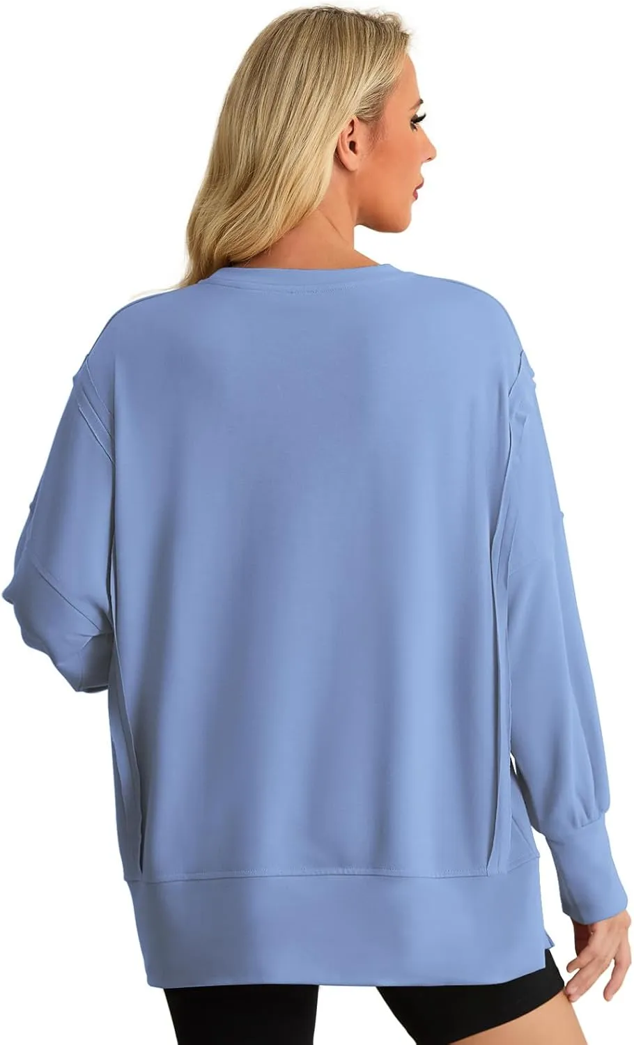 AWULIFFAN Womens Oversized Reverse Seam Sweatshirt Casual Long Sleeve Crewneck Pullover Tops Side Slit Fashion Sweatshirts