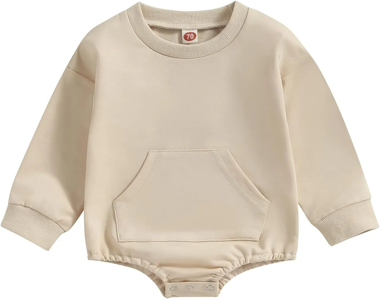 Baby Girl Boy Solid Sweatshirt Bubble Romper Crewneck Bodysuit Pullover Tops Oversized Newborn Sweater Romper Outfit