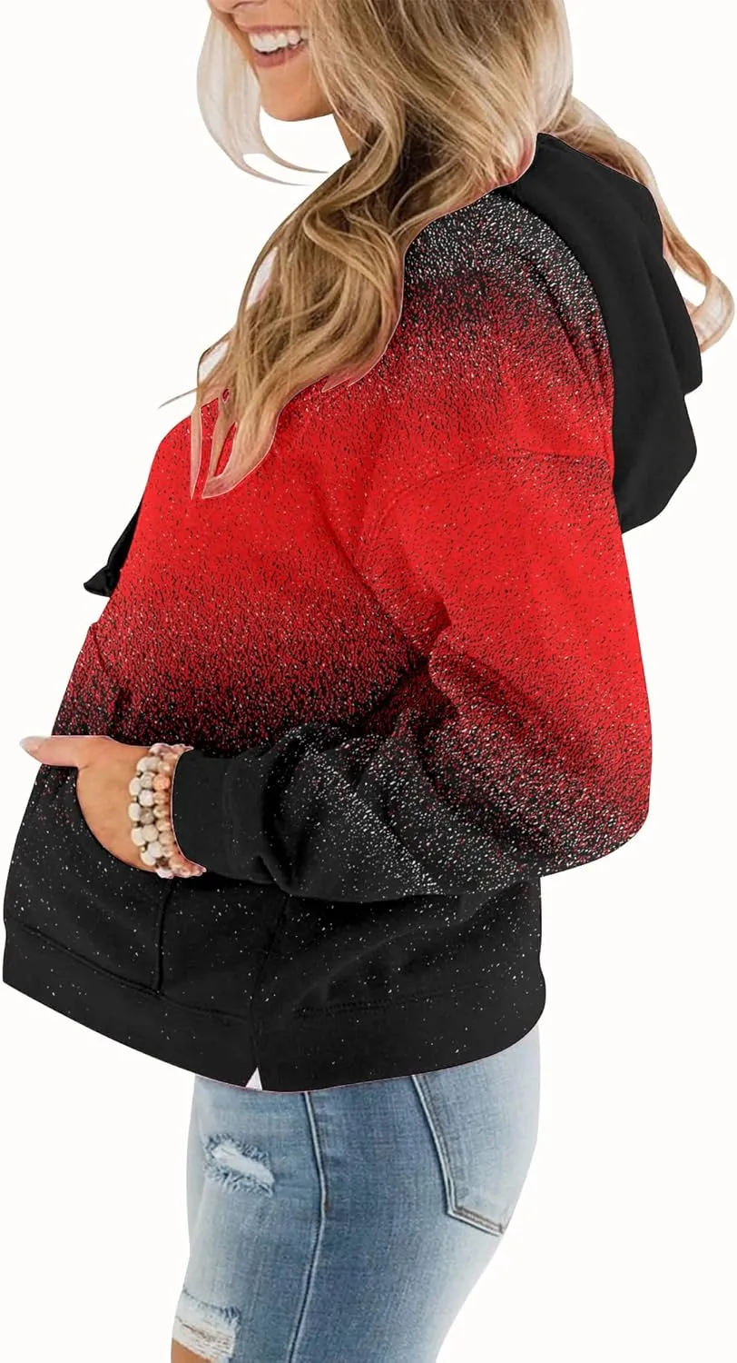 BeadChica Womens Casual Hoodies Crew Neck Long Sleeve Sweatshirts With Pocket Lightweight Pullover Tops