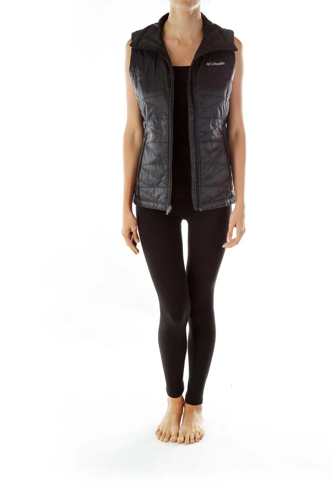 Black Padded Zipper Vest
