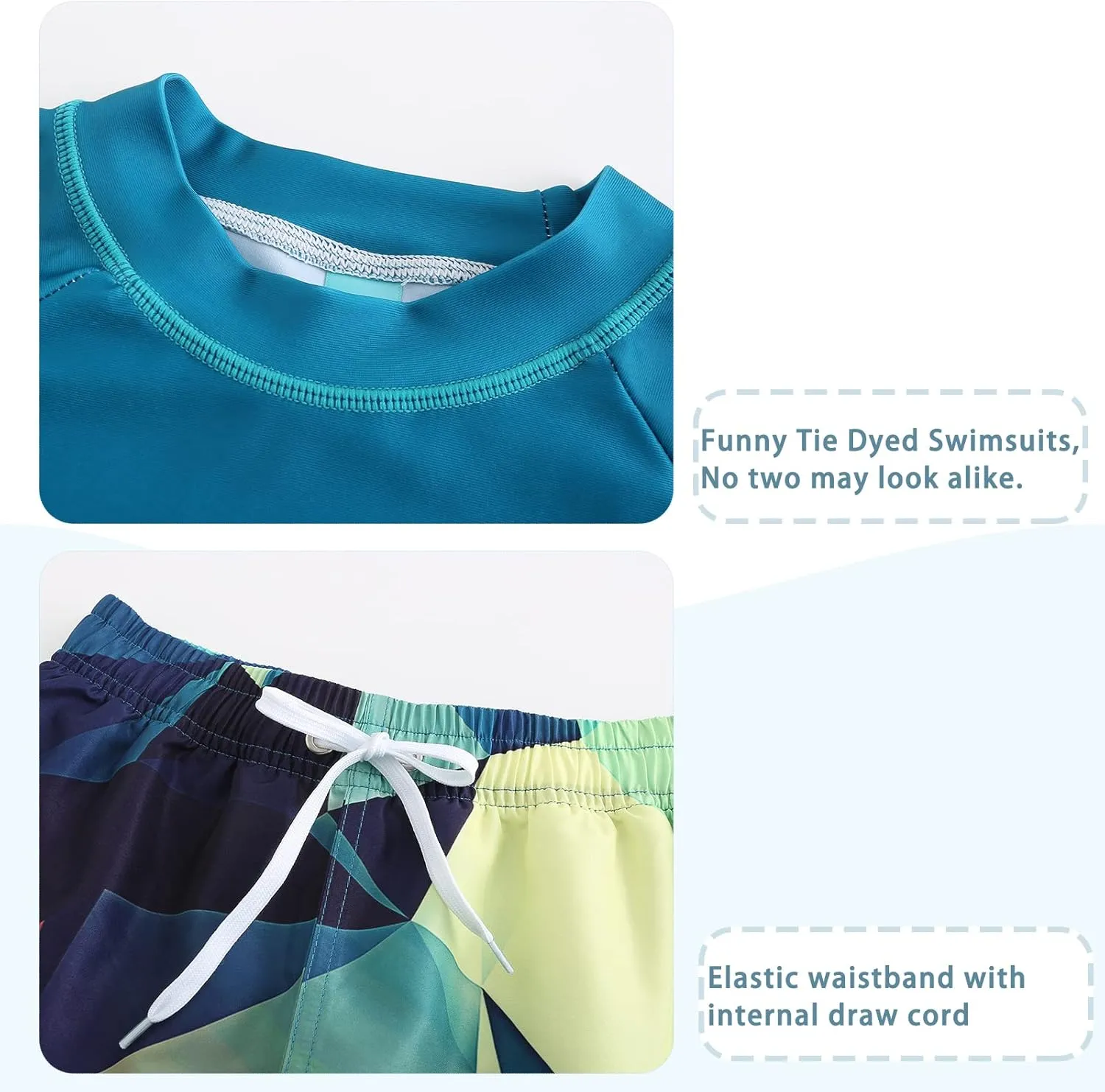 Boys Rash Guard Swimsuits Set for Boys 2 Piece Long Sleeve Swim Shirts Quick Dry Bathing Suits with Trunks