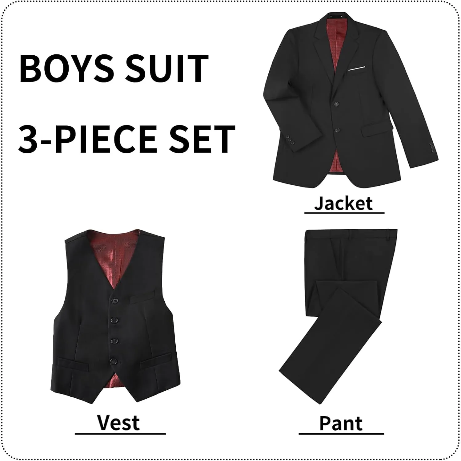 Boys' Suits Formal Tuxedo Slim Fit Boys Suit Set for Wedding Outfit Teen Boy Dress Clothes