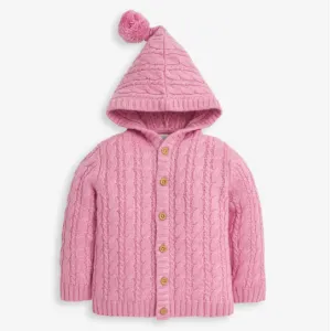 Cable Hooded Cardigan Pink by JoJo Maman Bebe