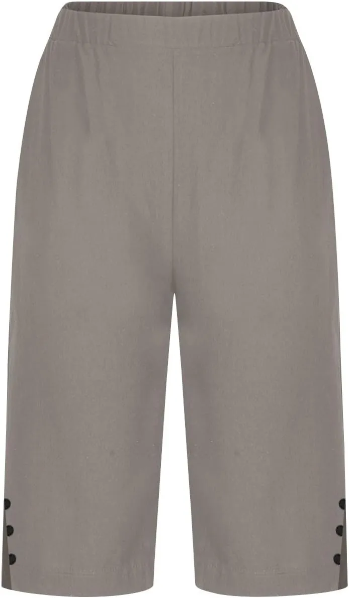 Capri Pants for Women 2025 Knee Length Cotton Linen Capris Summer Straight Leg Loose Beach Bermuda Shorts with Pocket