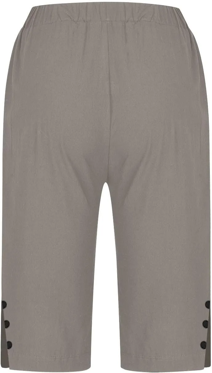 Capri Pants for Women 2025 Knee Length Cotton Linen Capris Summer Straight Leg Loose Beach Bermuda Shorts with Pocket