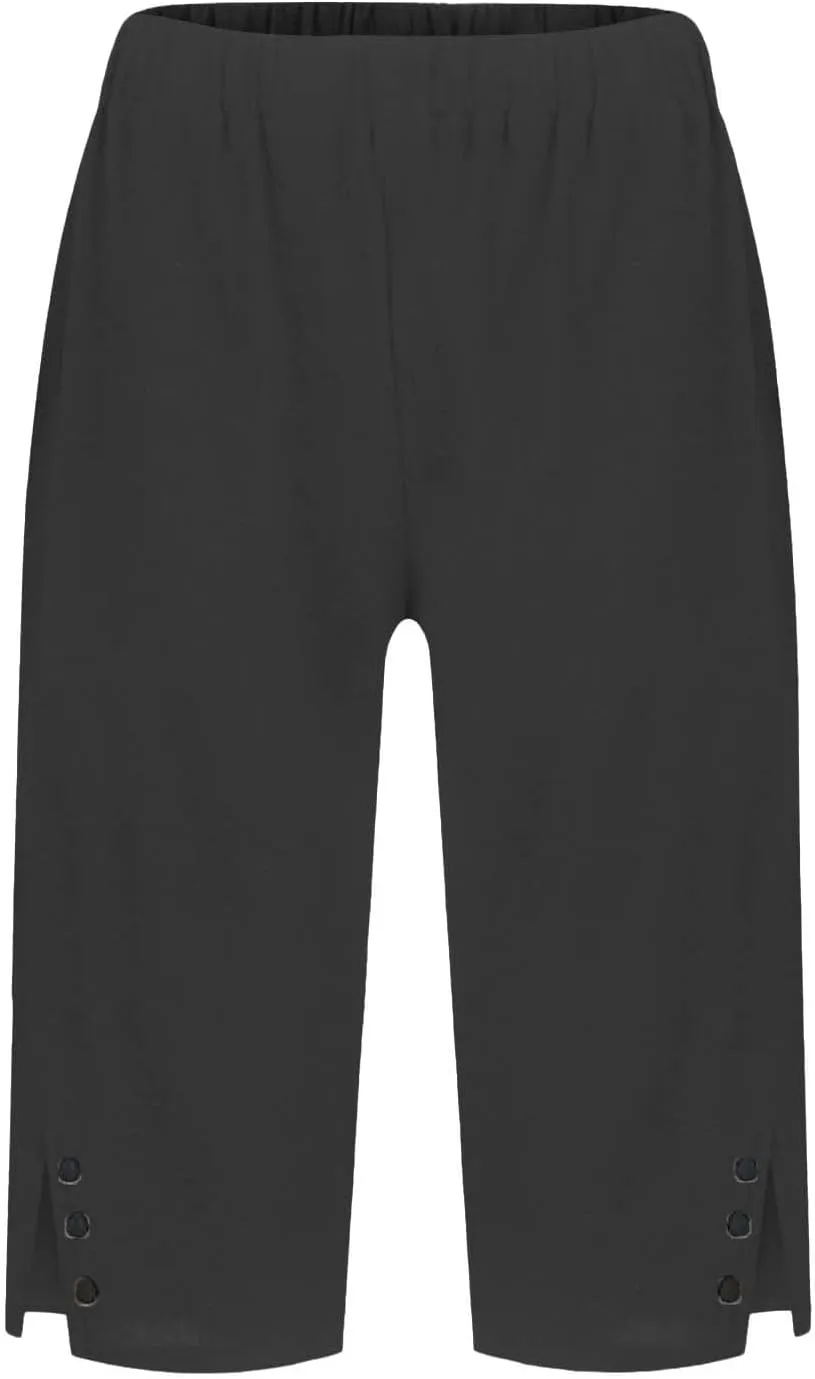 Capri Pants for Women Bermuda Shorts High Waisted Wide Leg Cropped Linen Pants Casual Palazzo Pant with Pockets