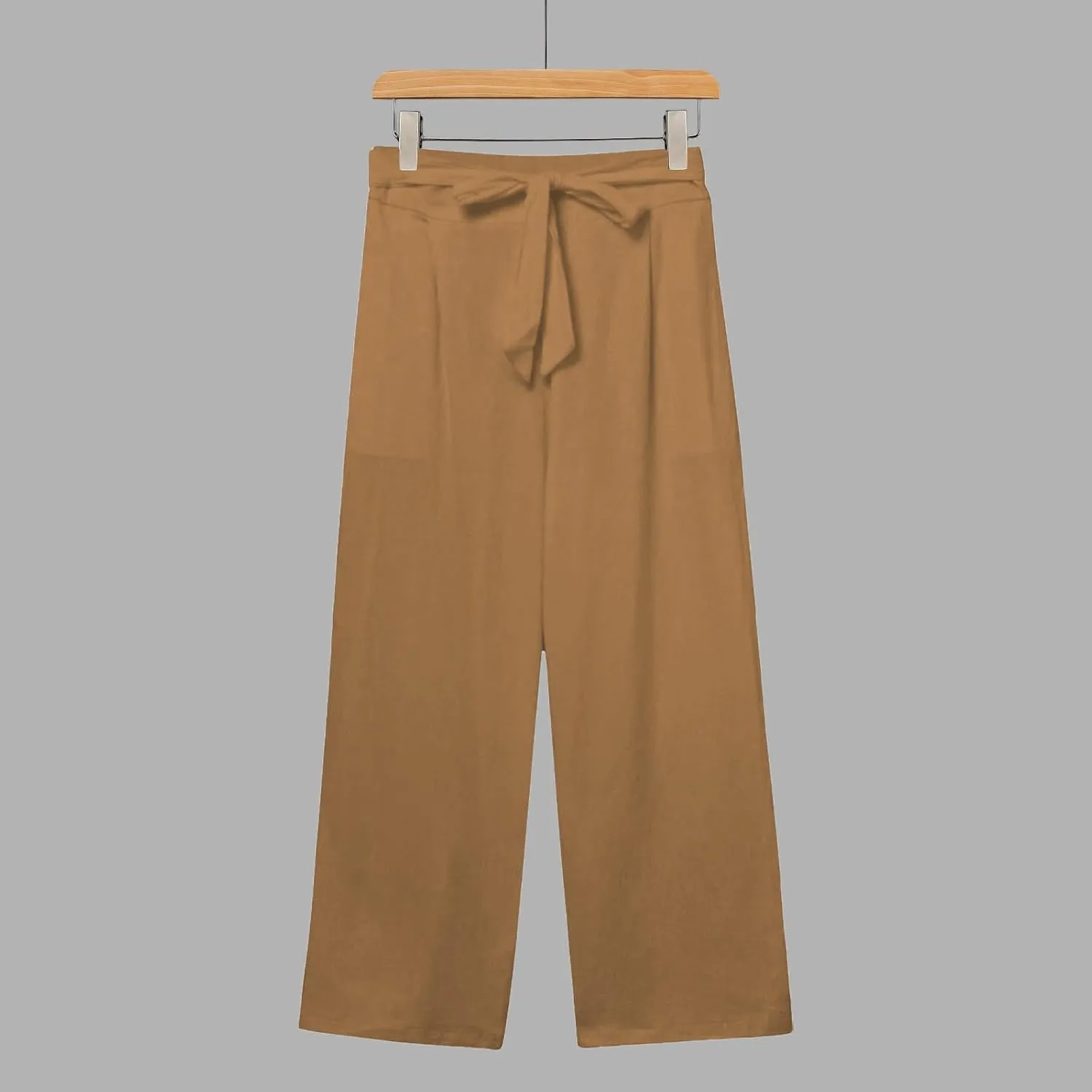 Capris Pants for Women Cotton Linen Casual Summer 2025 Straight Wide Leg Drawstring Elastic Waist Cropped Trouser