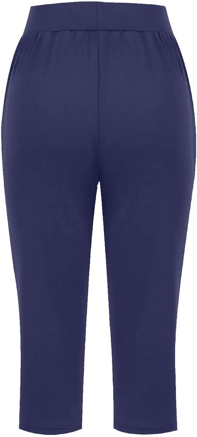 Capris Pants for Women Summer Casual Workout Capri Yoga Pants Straight Leg Exercise 2025 Yoga Pants with Pockets
