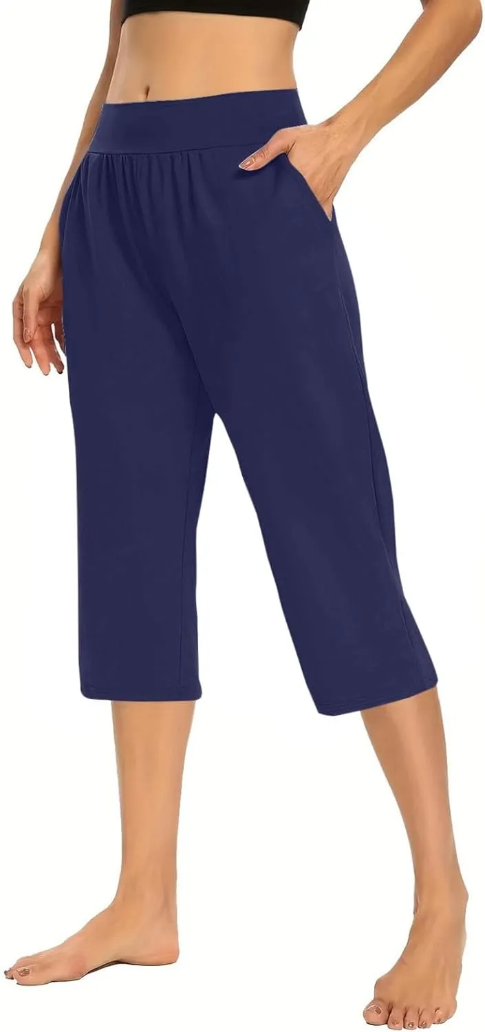 Capris Pants for Women Summer Casual Workout Capri Yoga Pants Straight Leg Exercise 2025 Yoga Pants with Pockets
