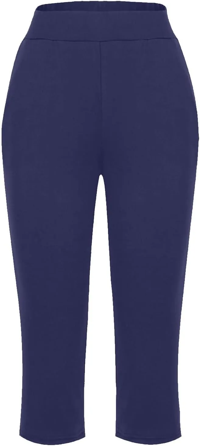 Capris Pants for Women Summer Casual Workout Capri Yoga Pants Straight Leg Exercise 2025 Yoga Pants with Pockets