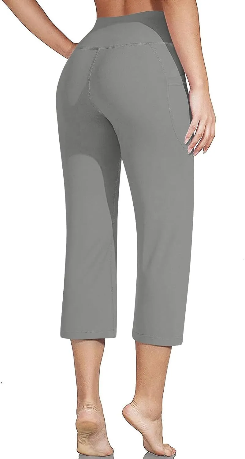 Cargo Pants Women, Casual Capri Pants Wide Leg High Waist with Pockets