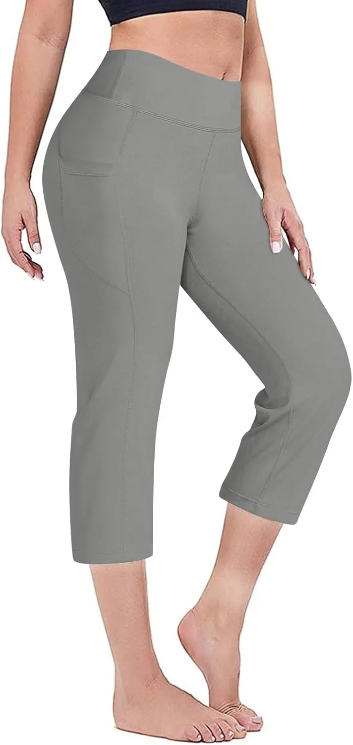 Cargo Pants Women, Casual Capri Pants Wide Leg High Waist with Pockets