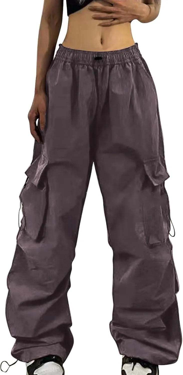 Cargo Pants Women Y2K Baggy Cargo Pants Parachute Pants Trendy Stretchy High Waist Wide Leg Trousers Jogger