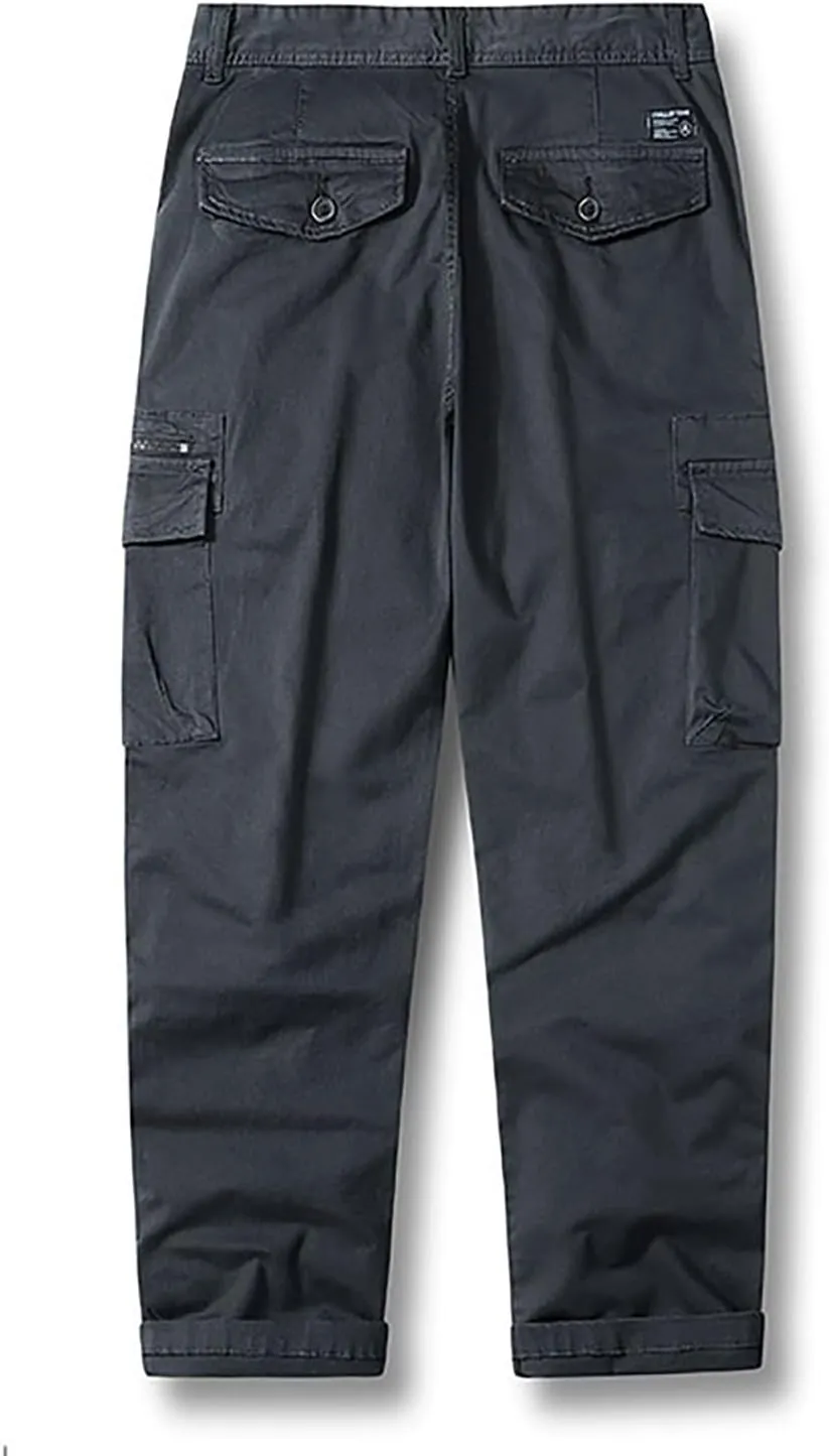 Cargo Pants Work Men's Drawstring Workwear Solid Colour Trousers Men's Casual Sports Slim Fit Pantalones De Hombre
