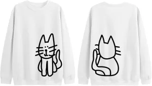 Cat Sweatshirts for Women Graphic Oversized Sweatshirt Funny Long Sleeve Shirt Cute Pullover Fleece Hoodie Tops