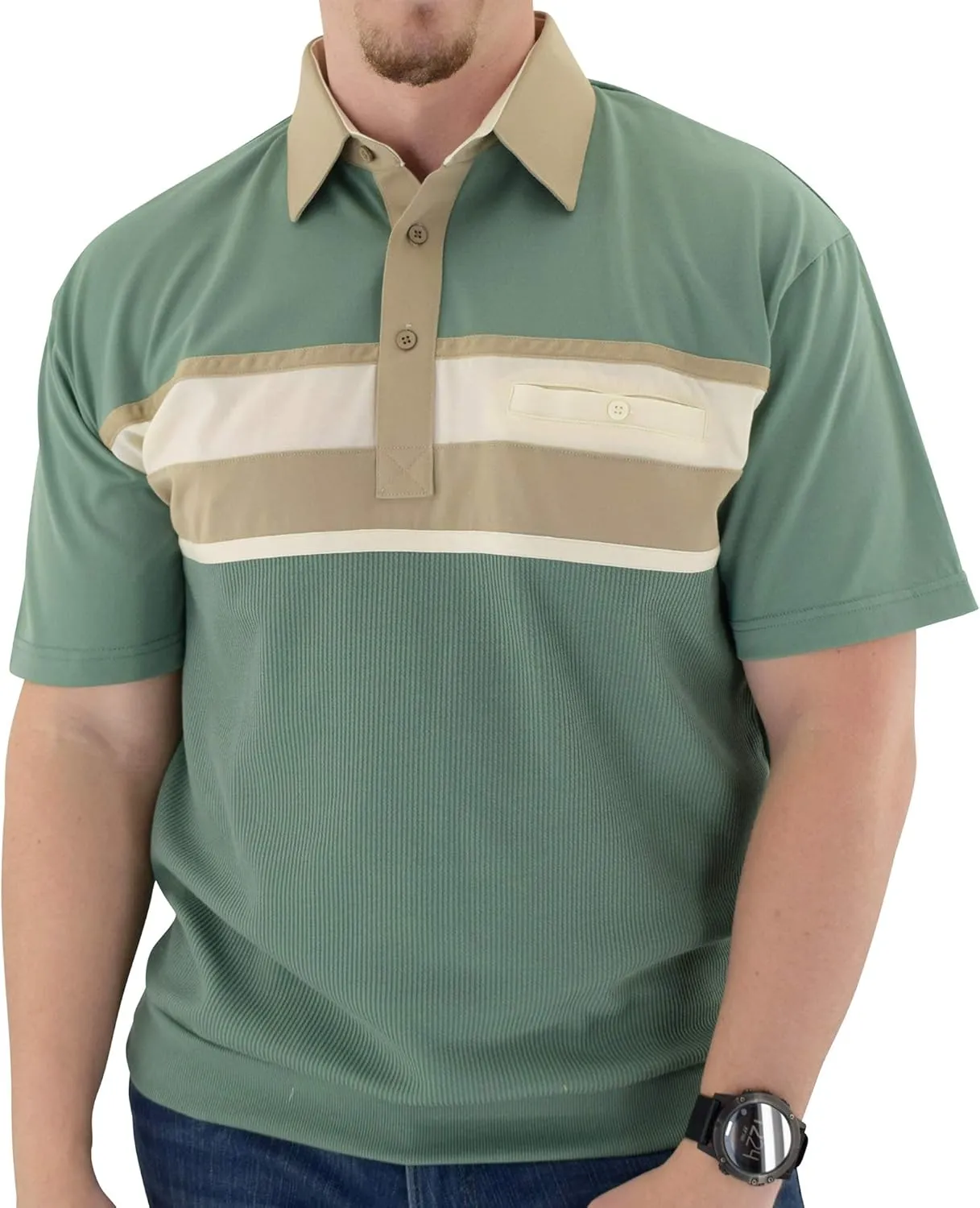 Classics Horizontal Short Sleeve Banded Bottom Shirt 6010-BL12