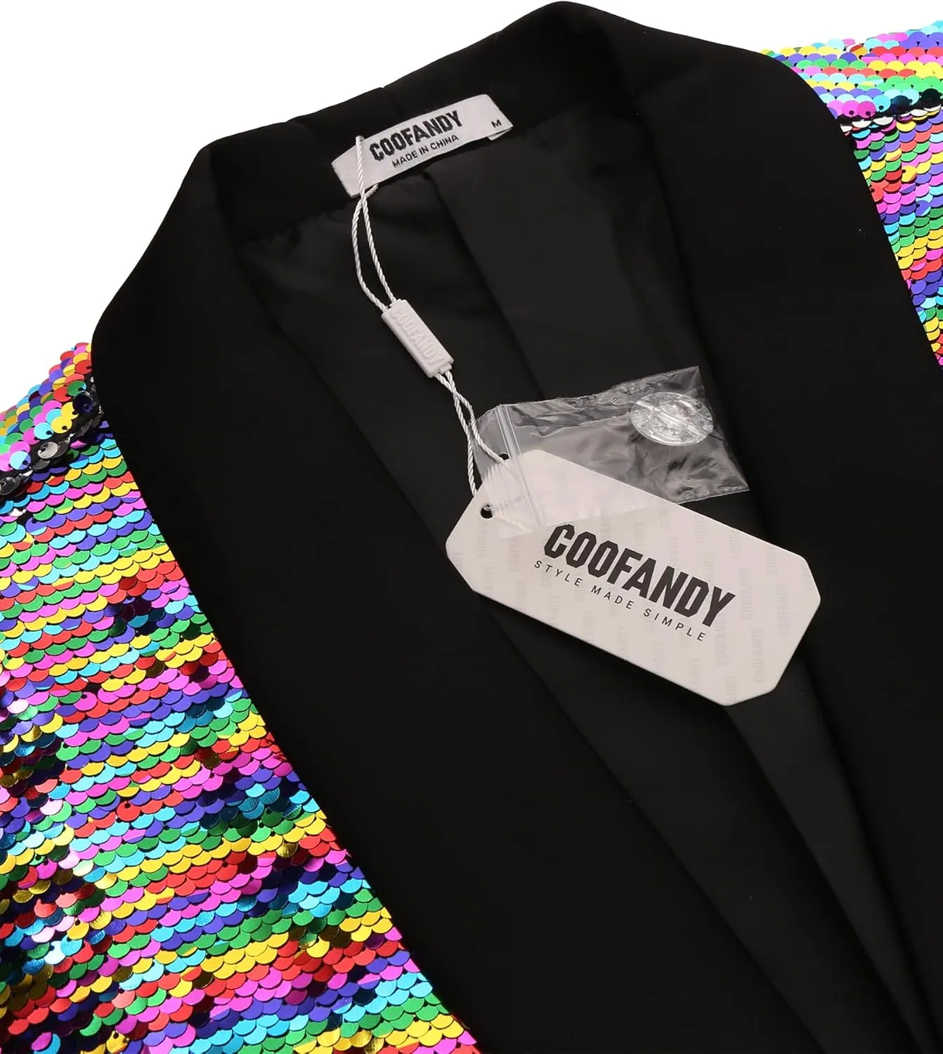 COOFANDY Men Shiny Sequin Blazer Tuxedo Party Dinner Prom One Button Suit Jacket