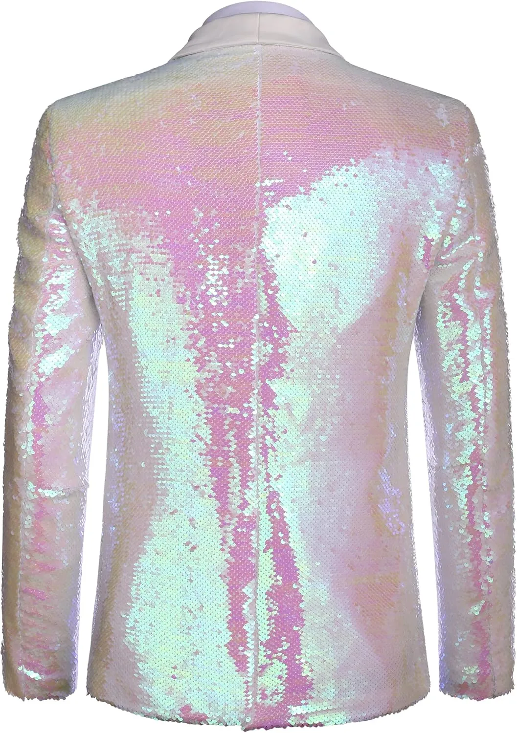 COOFANDY Men Shiny Sequin Blazer Tuxedo Party Dinner Prom One Button Suit Jacket