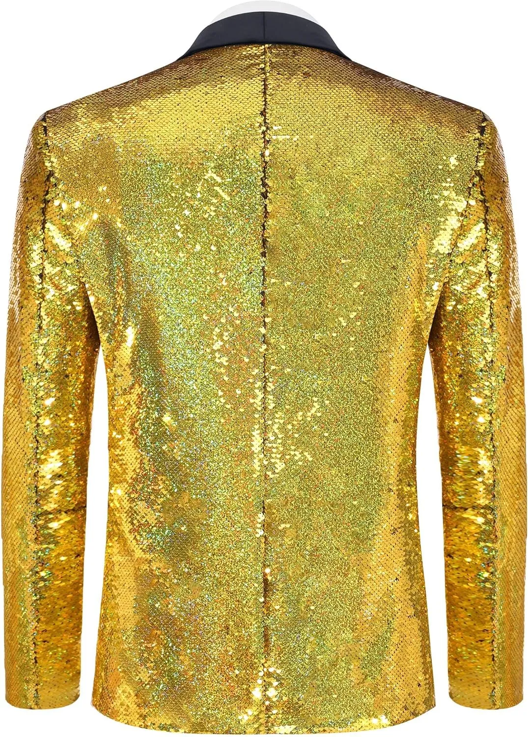 COOFANDY Men Shiny Sequin Blazer Tuxedo Party Dinner Prom One Button Suit Jacket