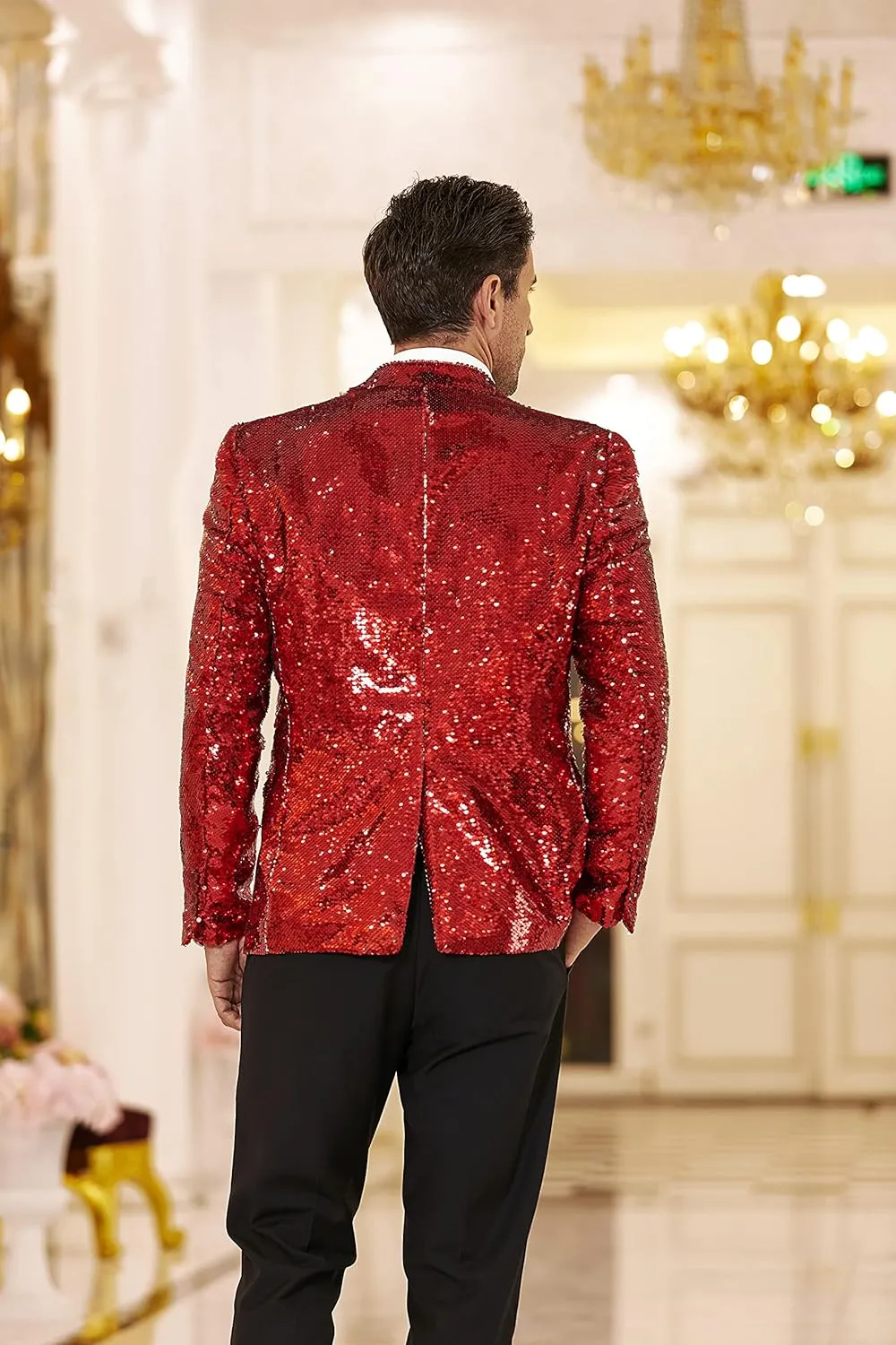 COOFANDY Mens Sequin Blazer Tuxedo Party Prom Wedding Tuxedo One Button Jacket
