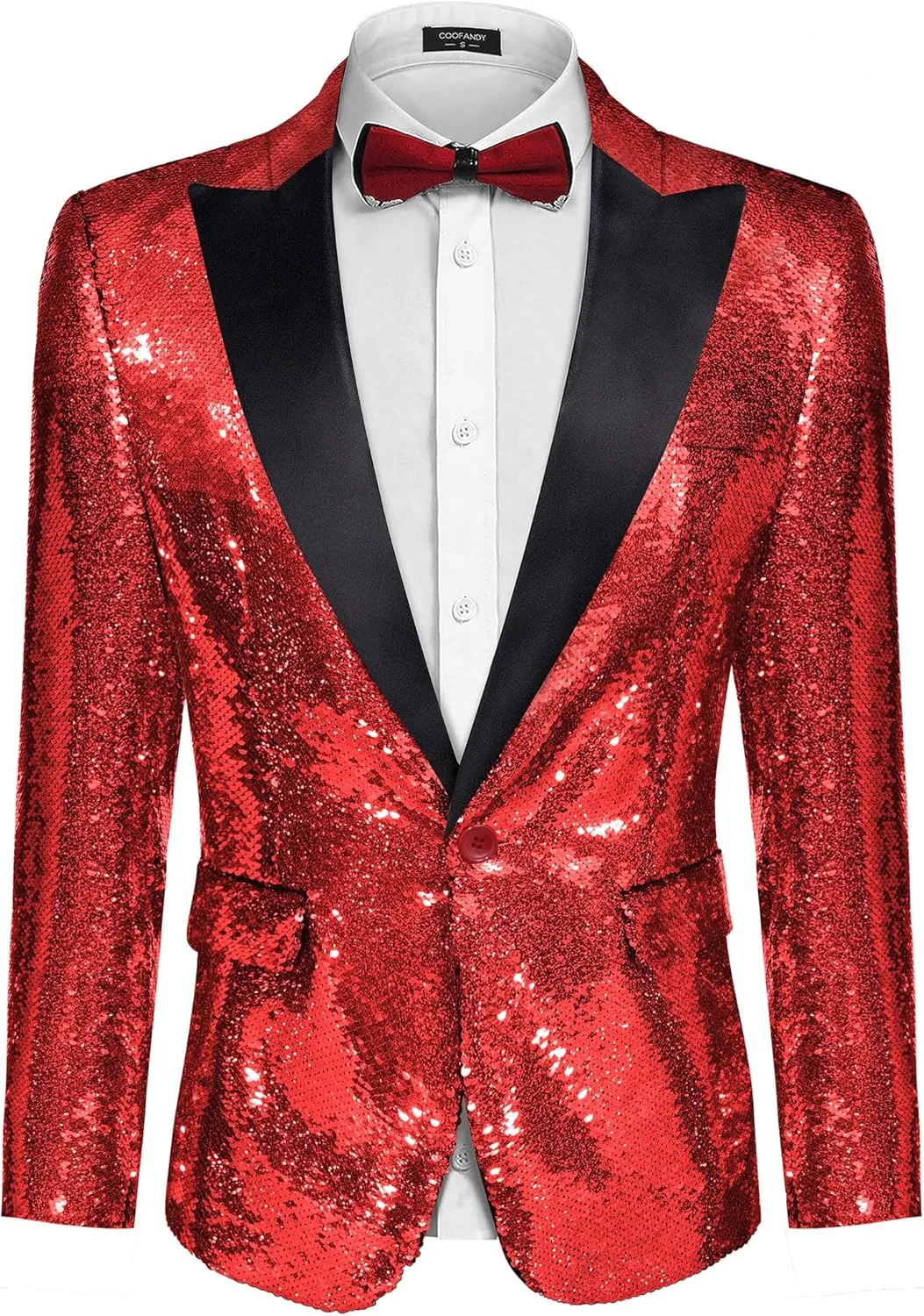 COOFANDY Mens Sequin Blazer Tuxedo Party Prom Wedding Tuxedo One Button Jacket