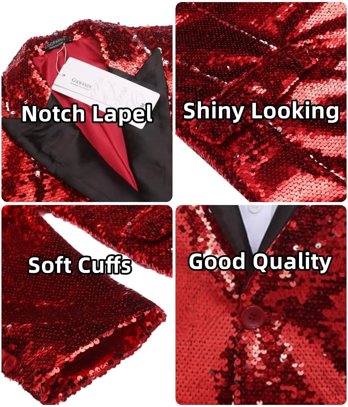 COOFANDY Mens Sequin Blazer Tuxedo Party Prom Wedding Tuxedo One Button Jacket