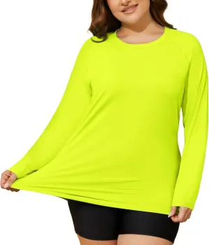 COOTRY Women's Plus Size Sun Shirts UPF 50  UV Protection Long Sleeve Rash Guard Quick Dry Workout Hiking Fishing Swim Shirt