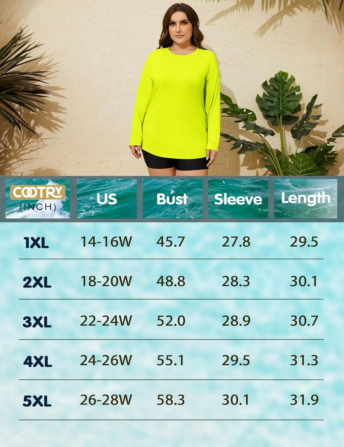 COOTRY Women's Plus Size Sun Shirts UPF 50  UV Protection Long Sleeve Rash Guard Quick Dry Workout Hiking Fishing Swim Shirt