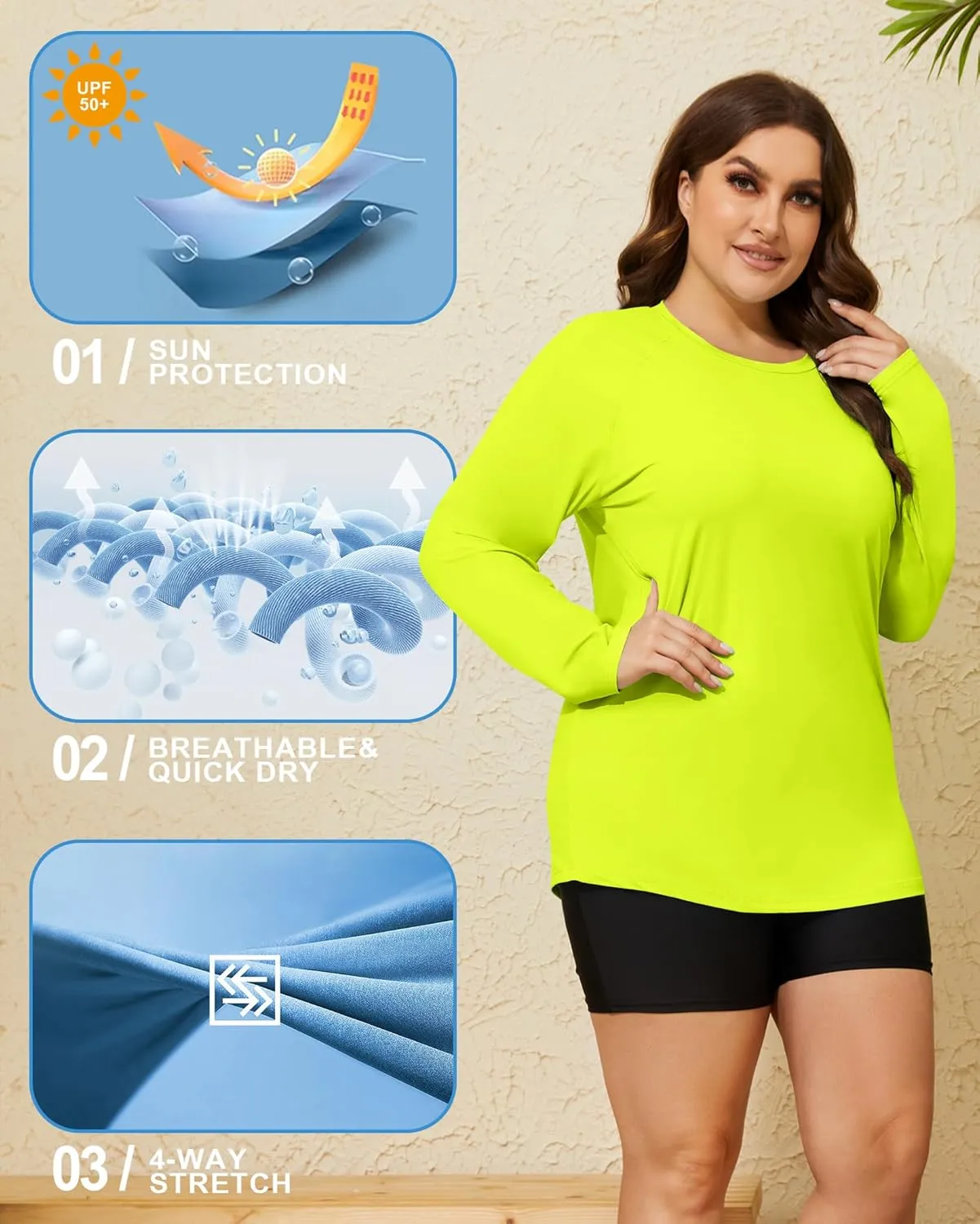 COOTRY Women's Plus Size Sun Shirts UPF 50  UV Protection Long Sleeve Rash Guard Quick Dry Workout Hiking Fishing Swim Shirt