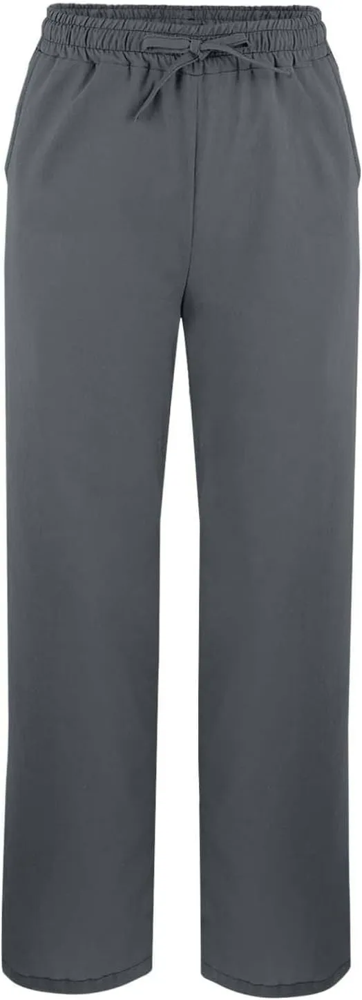 Cotton Linen Pants Women Elastic Drawstring High Waisted Pants Baggy Wide Leg Side Slit Boho Beach Pants with Pockets