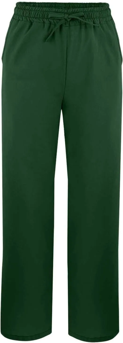 Cotton Linen Pants Women Elastic Drawstring High Waisted Pants Baggy Wide Leg Side Slit Boho Beach Pants with Pockets