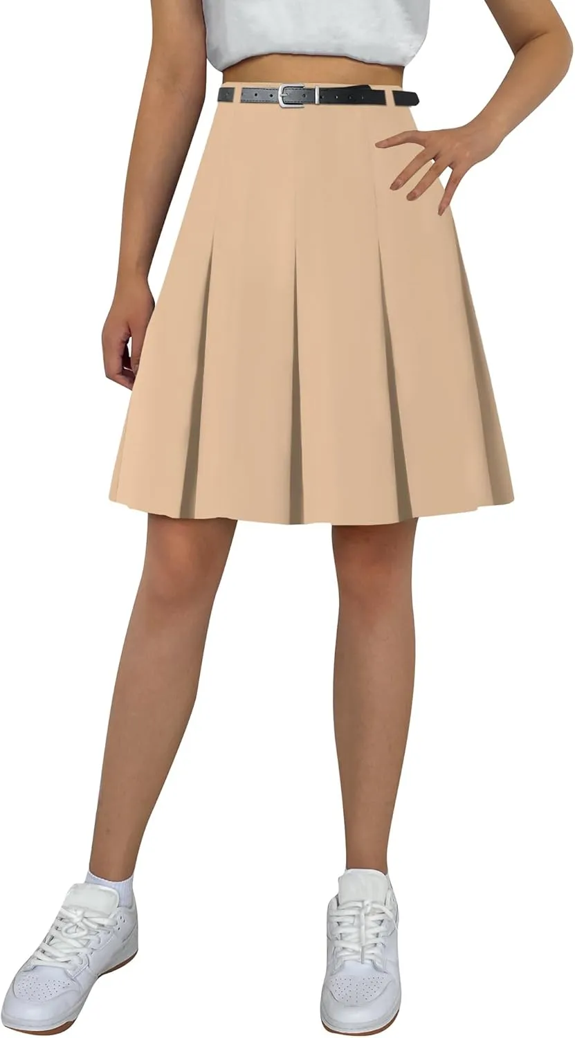 Cromoncent Girls Women's High Waist A-Line Long Pleated Skirts, 6 Years - US 4XL