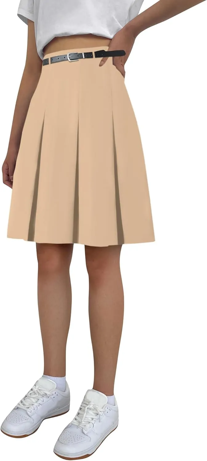 Cromoncent Girls Women's High Waist A-Line Long Pleated Skirts, 6 Years - US 4XL