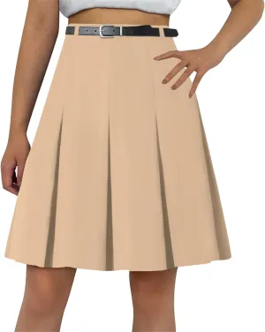 Cromoncent Girls Women's High Waist A-Line Long Pleated Skirts, 6 Years - US 4XL