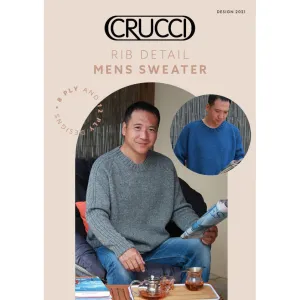 Crucci Men's Ribbed Detail Sweater Knitting Pattern for 8Ply  and 12Ply Chunky Yarns