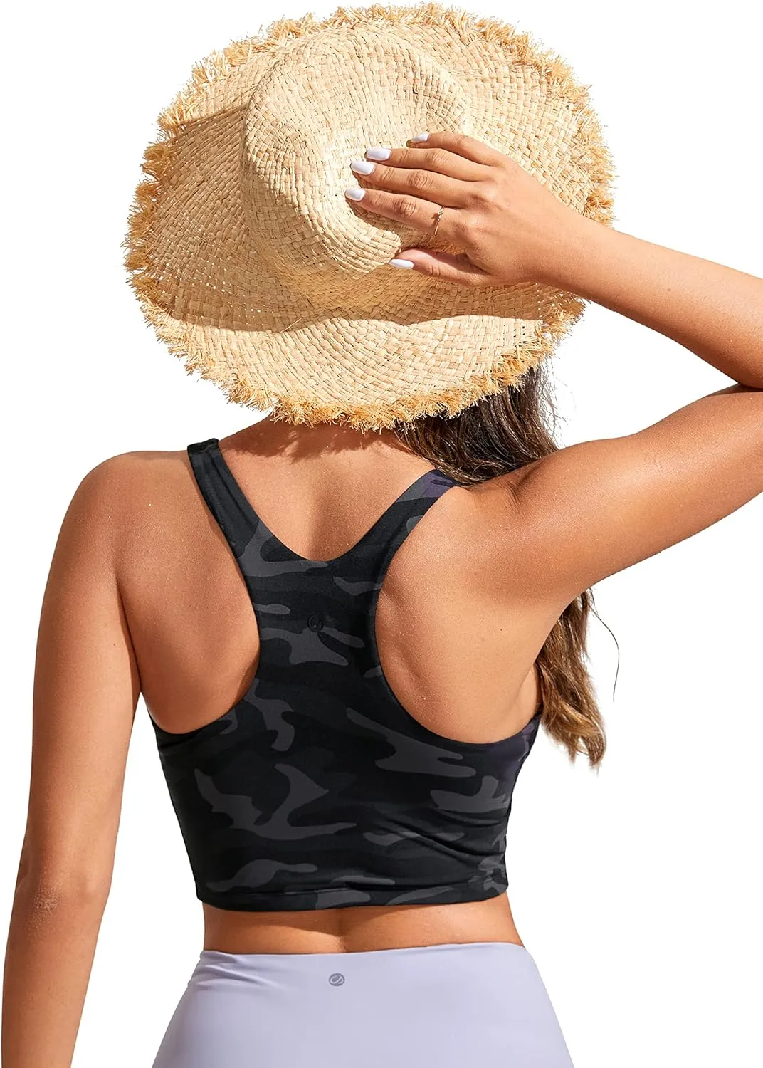CRZ YOGA Womens Racerback Bikini Tops Quick Dry High Neck Modest Swimsuit Padded Sports Bathing Suit