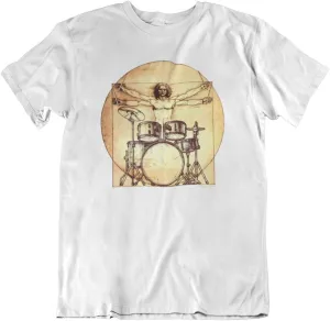 Da Vinci Drummer - Mens or Womens Organic Cotton Unisex Drumming T-Shirt