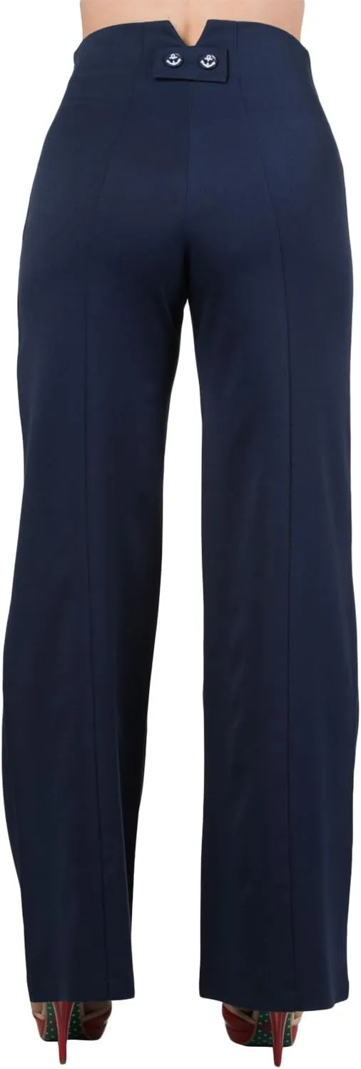 Dancing Days 50's Vintage Sailor High Waist Double Buttoned Wide Leg Flare Pants