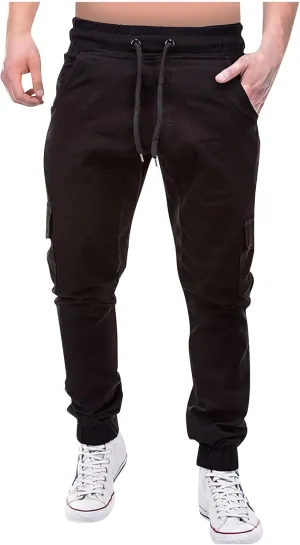 DuDubaby Mens Lounge Pants Mens Stretch Pants Overalls Drawstring Multi Pocket Casual Pants Hiking Pants Cotton Twill Pants