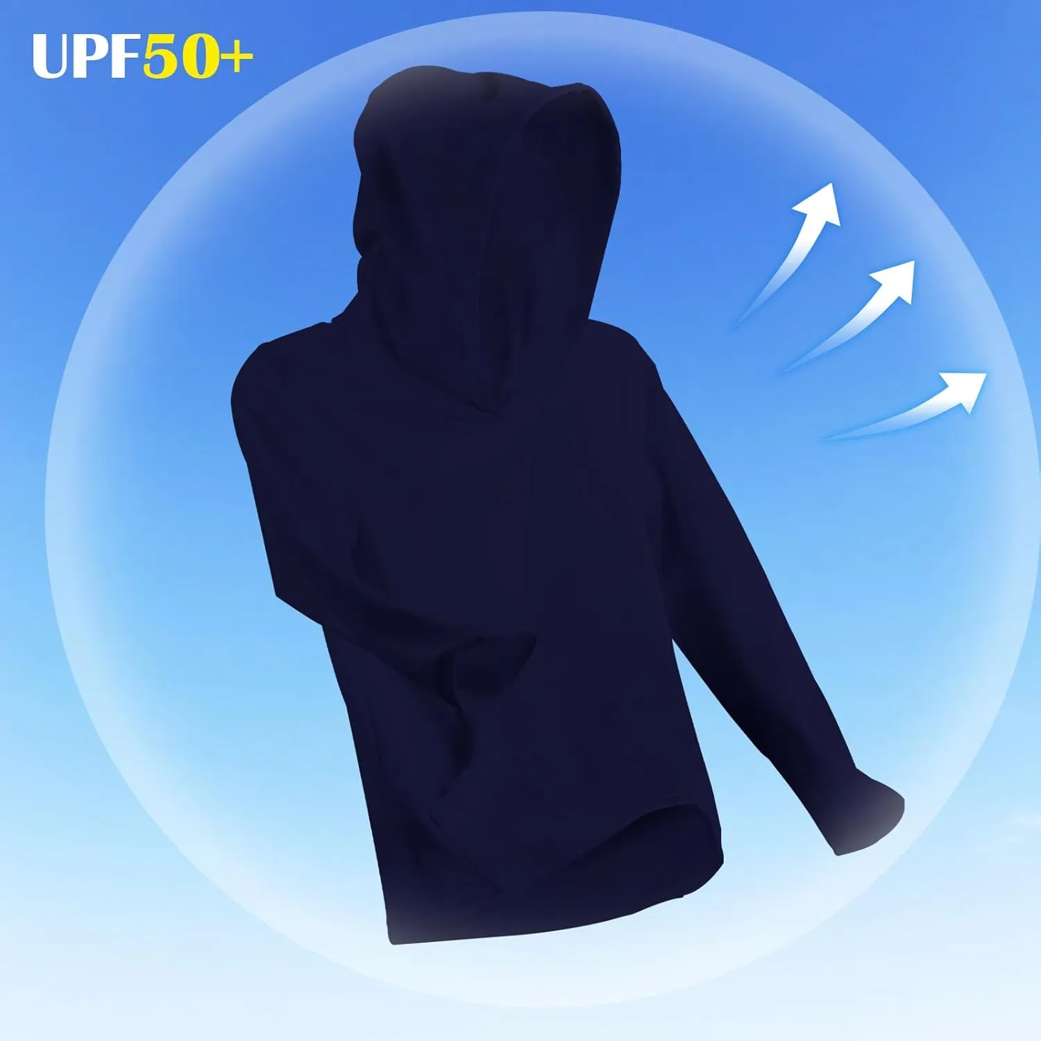 ESTAMICO Boys Hooded Rash Guard Shirts Kids Long Sleeves Quick Dry Surf Shirt UPF 50  Sun Protection Swimwear for 2-12 Years