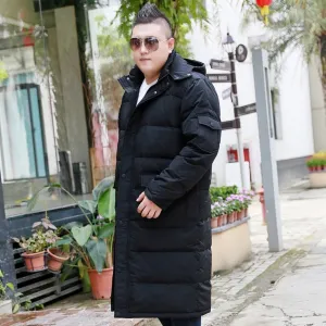 Extra Large Men's Over-The-Knee Down Jacket Plus Fertilizer to Increase the Long Section Thickening Down Cold Coat  10XL 9XL 8XL