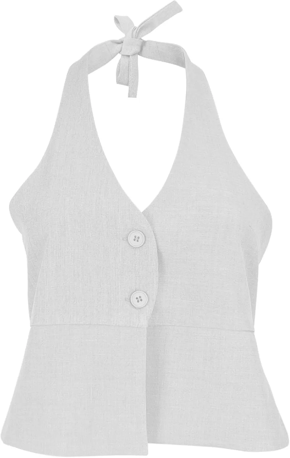 Fanway&EC Women's Casual V Neck Button Front Crop Vest Sleeveless Sexy Halter Backless Waistcoat Jacket