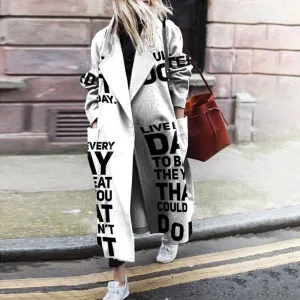Fashion Lapel Collar Button Long Outwear Pattern Print Cardigan Coats