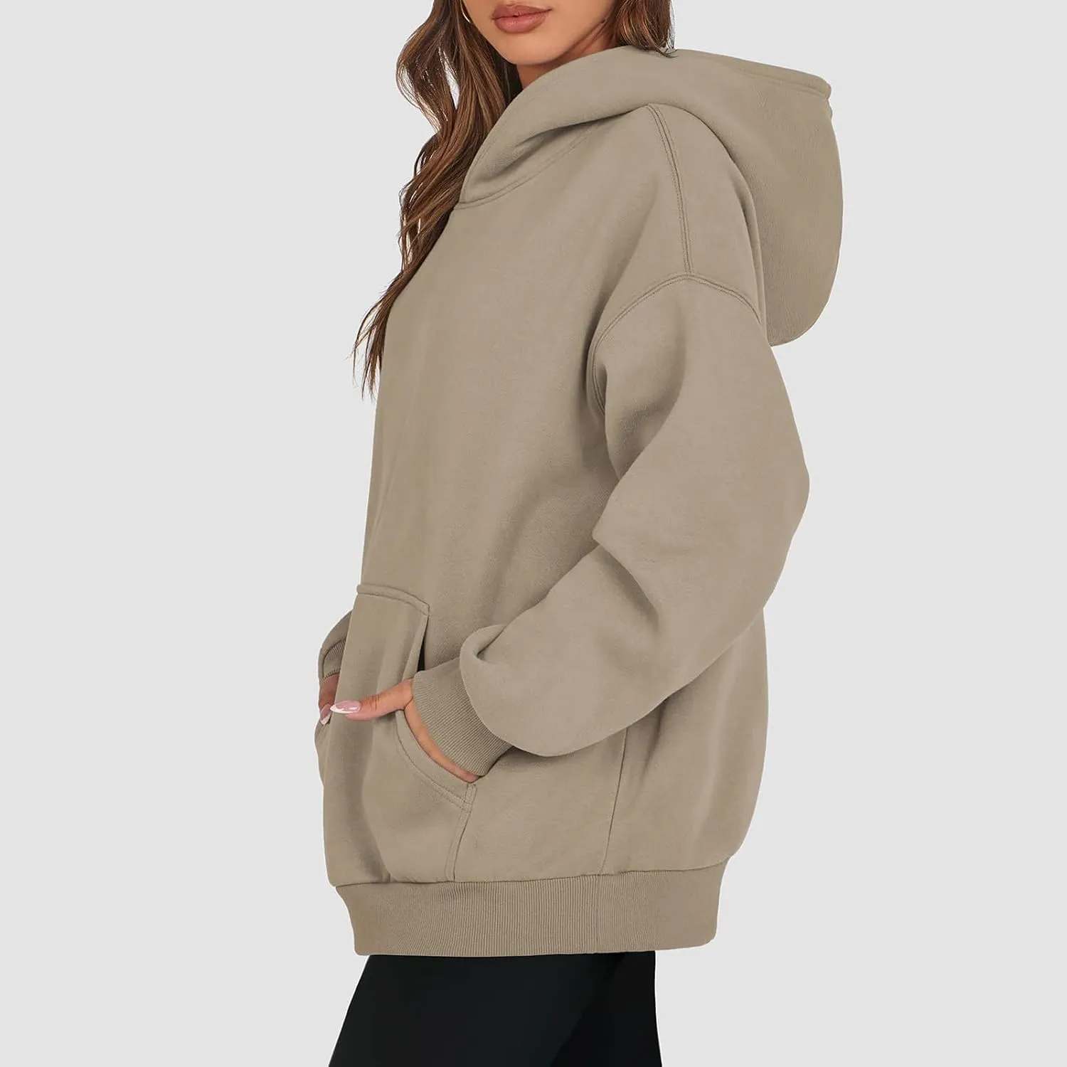 Fleece Hoodie Women Winter Warm Long Sleeve Oversized Hooded Sweatshirt Casual Comfy Soft Pullover Sweaters Preppy
