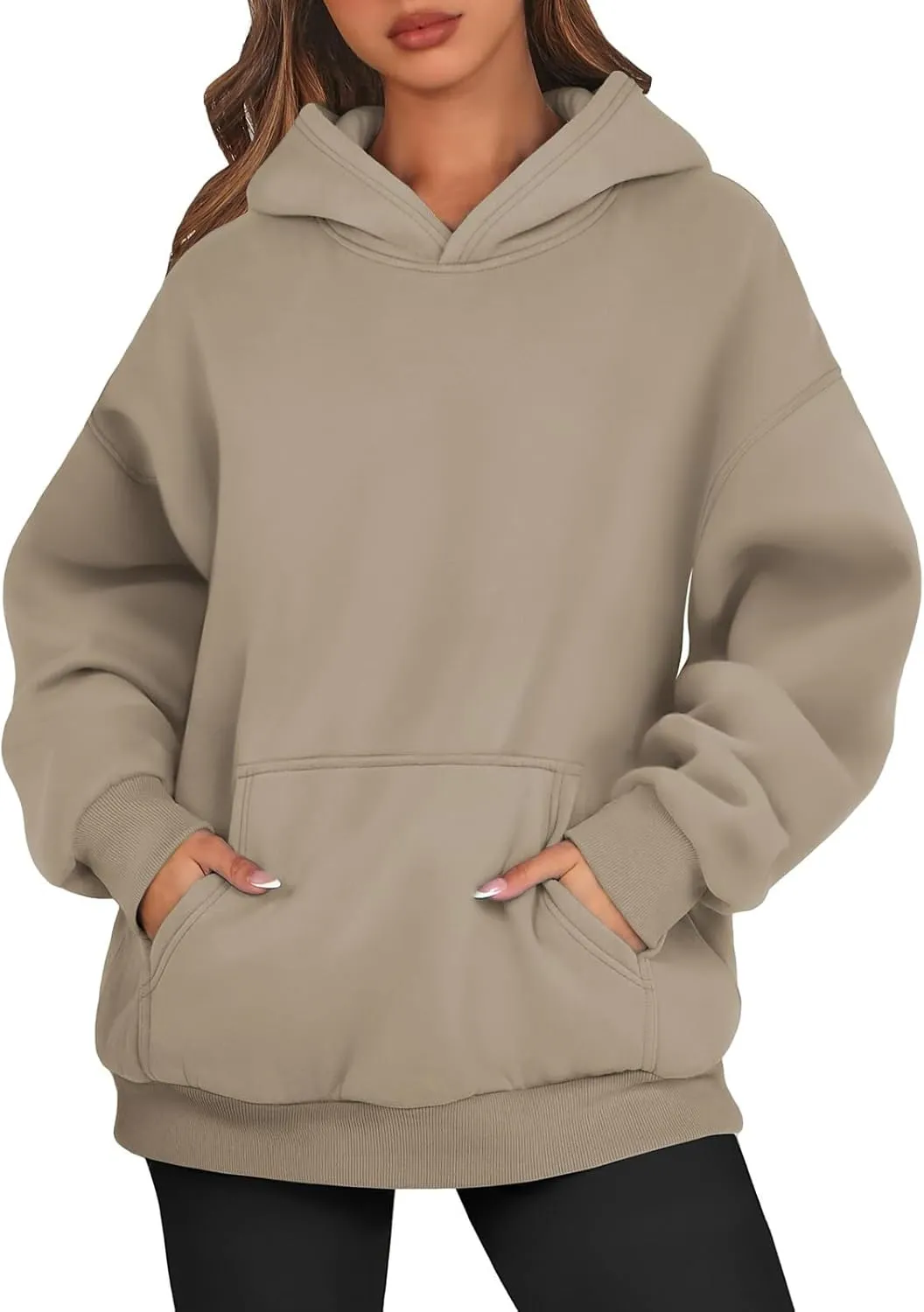 Fleece Hoodie Women Winter Warm Long Sleeve Oversized Hooded Sweatshirt Casual Comfy Soft Pullover Sweaters Preppy