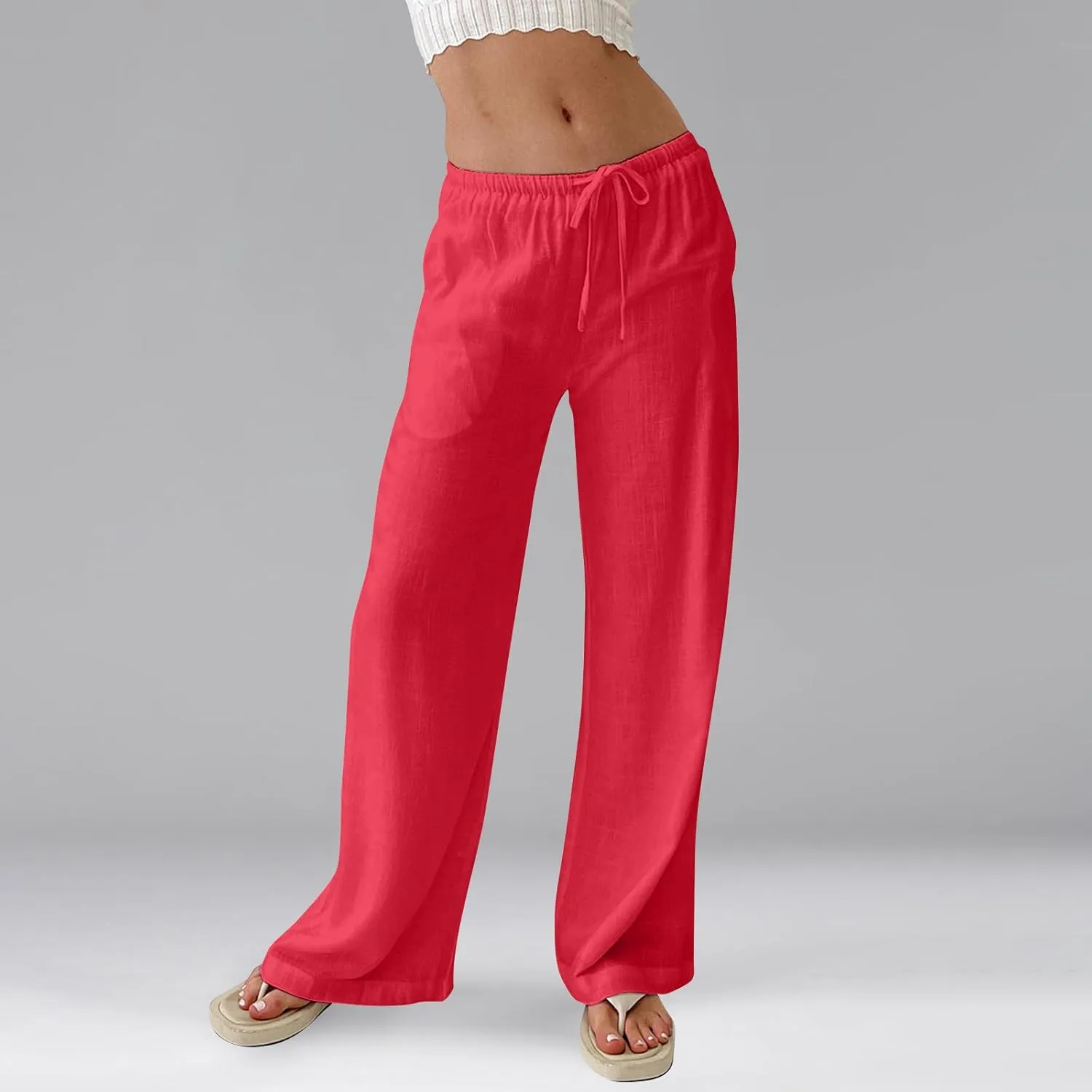 Flowy Wide Leg Pants Woman Baggy Drawstring Elastic Waist Gaucho Pants Lightweight Summer Boho Gauze Cover Up Pants